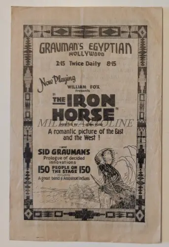 THE IRON HORSE - Grauman's Egyptian Hollywood, John Ford, Depliant CINEMA