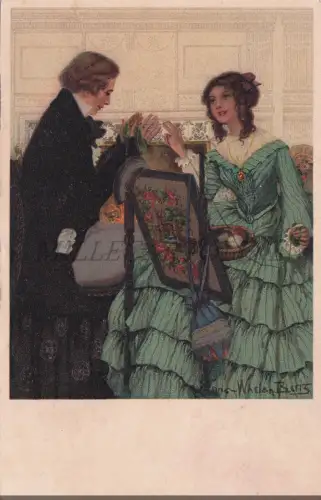 ANNE WHELAN BETTS - Junges Paar mit Wollkugel, Postkarte