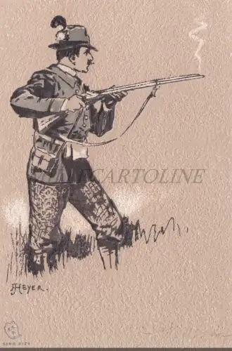 ARTHUR HEYER - Jagd, geprägte Postkarte 1900