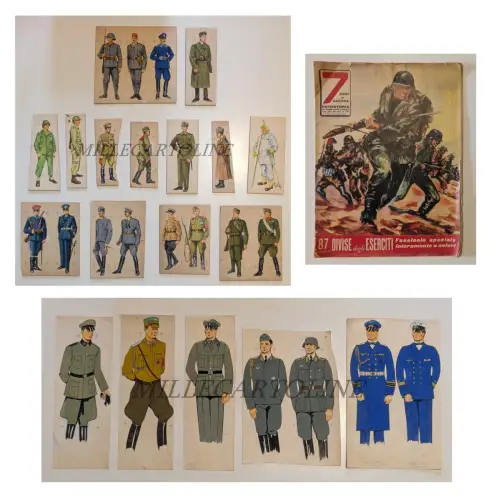 WWII SOLDERS - 18 Handmade Colored Sketches and Divise Eserciti Magazine 1963