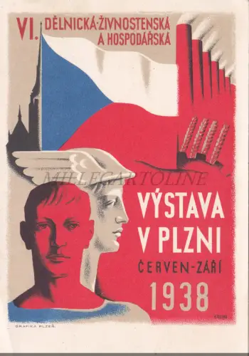 VI DELNICKA ZIVNOSTENSKA HOSPODARSKA 1938 Tschechien, Pilsen Postkarte Koliha