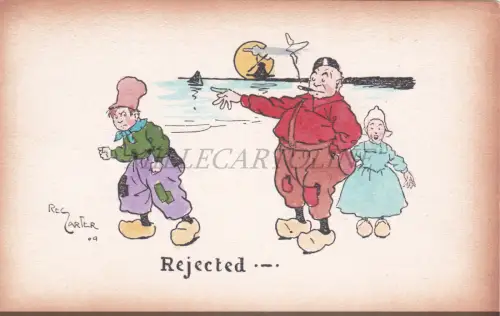 REG CARTER - Abgelehnte, urige niederländische Postkarte 1909