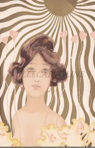 RAPHAEL KIRCHNER - Frau mit Sonne und Blumen, Postkarte