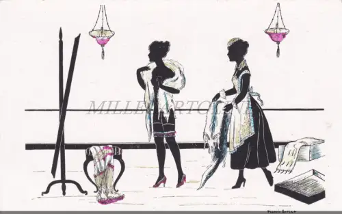 MANNI GROSZE - Frau im Fell, Silhouette, Postkarte