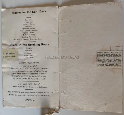 NAVIGATION - Sitmar Line - SS Esperia Programm 1931