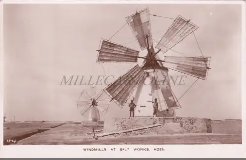 JEMEN - Windmühlen bei Salzwerken, Aden, Fotopostkarte