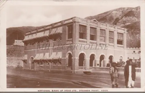 YEMEN - National Bank of India LTD. Steamer Point, Aden, Fotopostkarte 1924