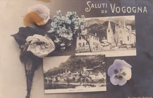 VOGOGOGNA - Grüße und Panoramen mit Blumen 1909 Postkarte Ed.Solaro Amalia