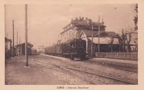 CIRIE' Ciriè - Interner Bahnhof und Zug um 1920 Postkarte Ed.Lupo