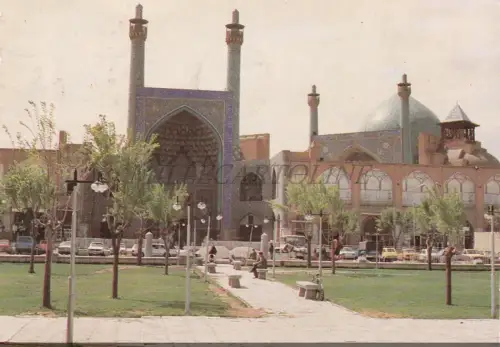 IRAN - Die Kuppel und das Minarett der Schah-Moschee, Isfahan, Postkarte 1957