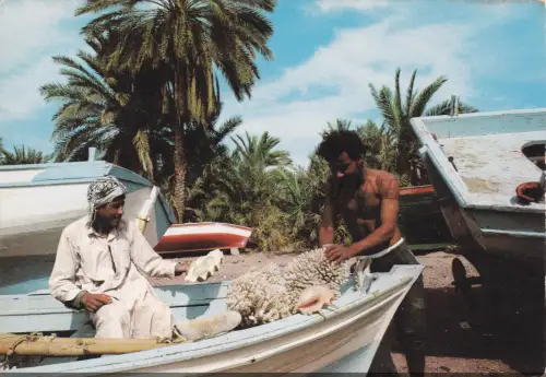 JORDANIEN - Fischer in Aqaba, Postkarte