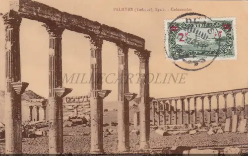 SYRIEN - Palmyra Tadmor, Kolonnaden, Postkarte 1932 op 1,25 Stempel 2p.