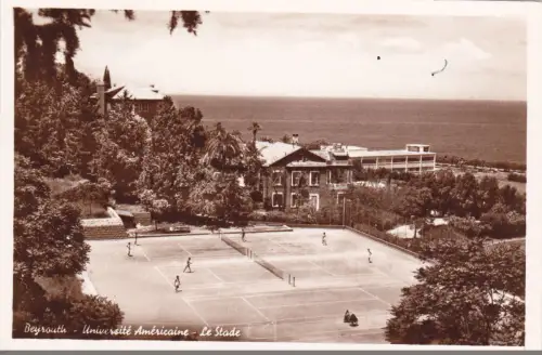 LIBANON - Beirut, Amerikanische Universität, Stadion, Tennis Foto Postkarte