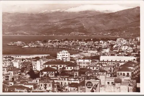 LIBANON - Beirut, Panorama, Coca Cola, Foto Postkarte 1955