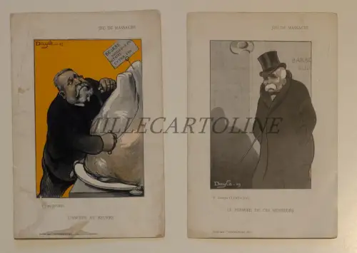 HIPPOSARCINE ROY - Jeu de Massacre, Clèmenceau, Jaurès, Dayle 1909 2 Cardboards