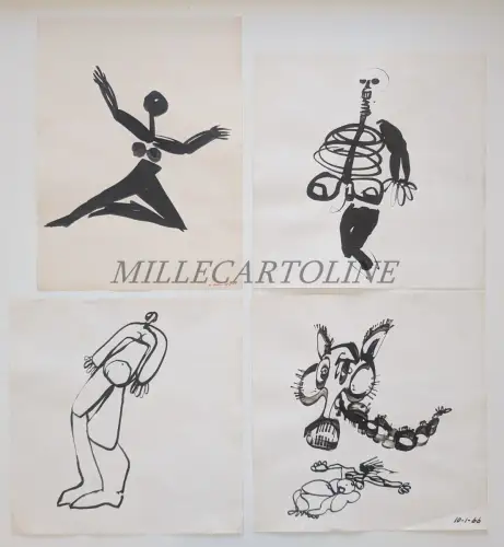 R. CUTINI - Lot 31 Skizzen auf Papier 196x