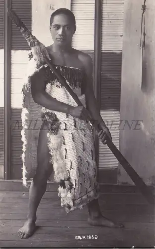 NEUSEELAND - Mann typisches Kostüm Maori, Frank Duncan Auckland Foto Postkarte