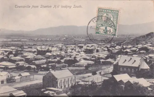 AUSTRALIEN - Queensland Townsville von Stanton Hill Blick nach Süden, Postkarte 1906
