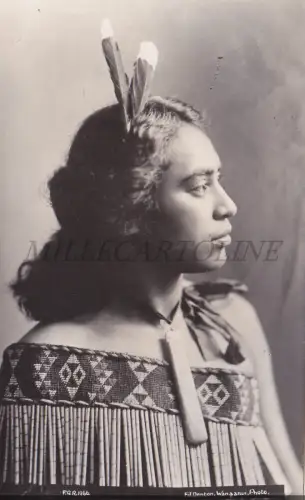 NEUSEELAND - Frau typisches Kostüm Maori, Frank Duncan Auckland Foto Postkarte