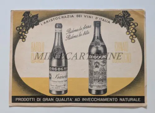 VINO BAROLO & CHINATO BORGOGNO PIEMONTE - Listino 1972 Postkarte Faltbar