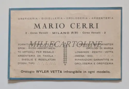 MARIO CERRI GOLDSCHMIEDE JEWELIERIA MILANO - Karton mit Stempelmarke 1933 