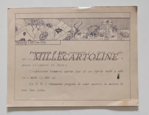 PRIMAVERA D'ARTE ROM 1925 CAPRICCIO E ARTE VIA QUATTRO FONTANE - Karton