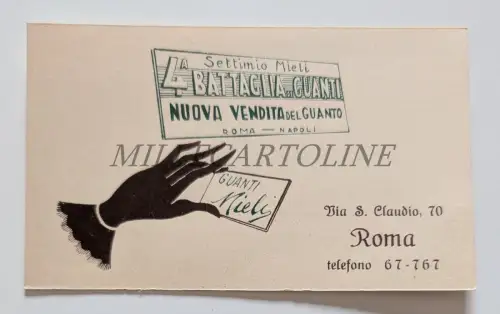 SETTIMIO MIELI 4. SCHLACHT DER HANDSCHUHE ROM - Werbekarton