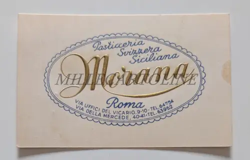 KONDITOREI SCHWEIZ SICILIANA MORANA ROMA - Karton