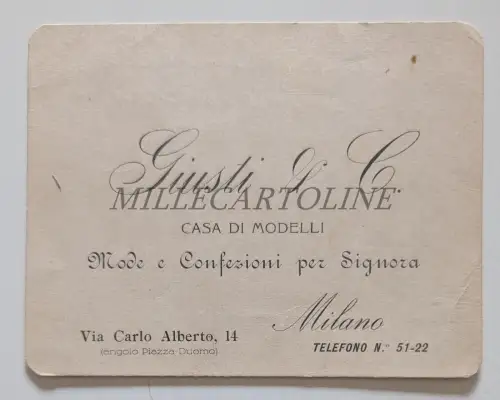 GIUSTI & C. MODELLHAUS MODE UND VERPACKUNGEN FÜR DAMEN MAILAND - Karton