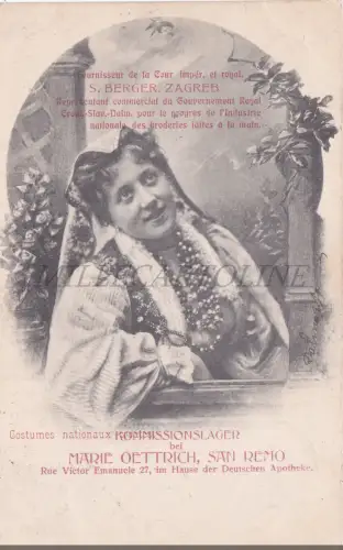 KROATISCHE NATIONALKOSTÜME S. Berger Zagreb M. Oettrich San Remo Postkarte 1904