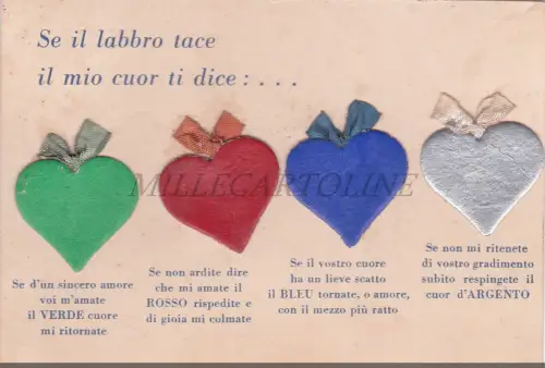 WENN DIE LIPPE SCHWEIGT MEIN HERZ DIR SAGT... - Collage Herzen zum Versand, Postkarte