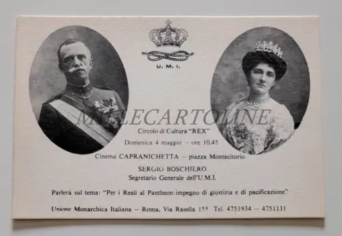UMI UNIONE MONARCHICA ITALIANA CIRCOLO REX - I Reali al Pantheon, Karton