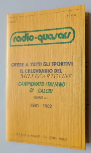 RADIO QUASARS - Kalender Fußballmeisterschaft Serie A 1981-1982
