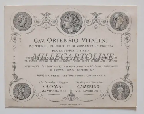 CAV. ORTENSIO VITALINI NUMISMATISCHES UND FRAGANTISTISCHES BULLETIN - Karton