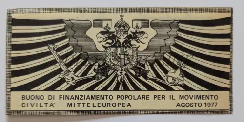 VOLKSFINANZIERUNGSGUTSCHEIN MITTELEUROPÄISCHE ZIVILISATIONSBEWEGUNG - Zettel 1977