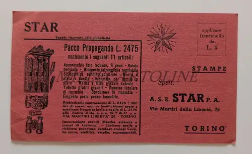 STAR PROPAGANDA PAKET 11 ARTIKEL - Postkarte Gutschein für L. 100