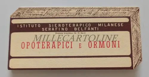 ISTITUTO SEROTHERAPIEICO SERAFINO BELFANTI MILANO - Karton Opotherapie Hormone