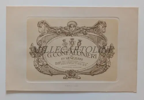 SCHMUCK CONFALONIERI F.LLI VENEZIANI MILANO ROMA Karton Stempelmarke