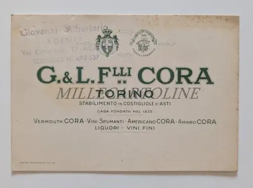G. & L. F.LLI CORA TORINO WERMOUTH VINI SPUMANTI AMERICAN AMARO 1939 Karton