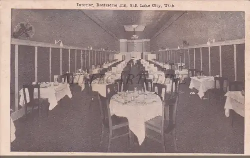 UTAH - Salt Lake City, Interieur, Rotisserie Inn, französisches italienisches Abendessen, Postkarte