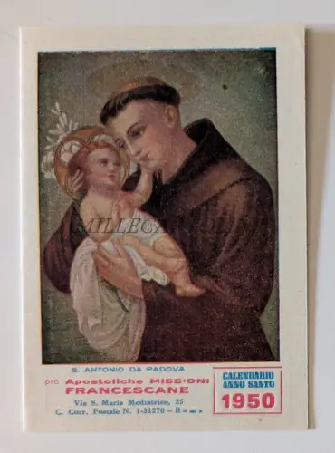 S. ANTONIO DA PADOVA PRO APOSTOLICHE FRANCESCANE MISSIONI - Kalender 1950