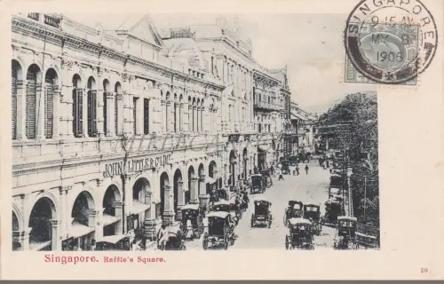 SINGAPUR - Raffle Square, Postkarte 1905