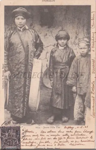 VIETNAM - Jeune Fille Tho, Tonkin, Postkarte 1903