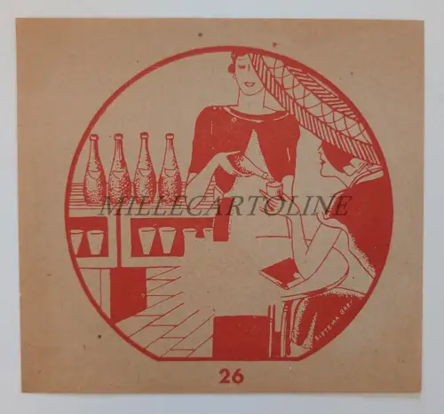 ICH TRINKE EIN GETRÄNK - Kleines Druckbild im roten Art Deco Stil