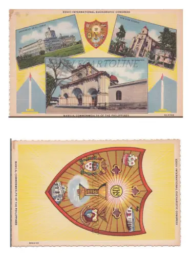 PHILIPPINEN - Manila, XXXIII Eucharistischer Kongress, 2 Postkarten