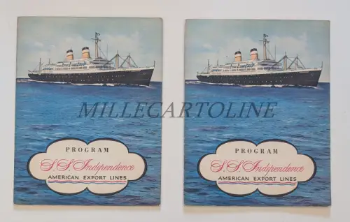 S.S. INDEPENDENCE AMERICAN EXPORT LINES - 2 Programme, 11. & 13. Juli 1955