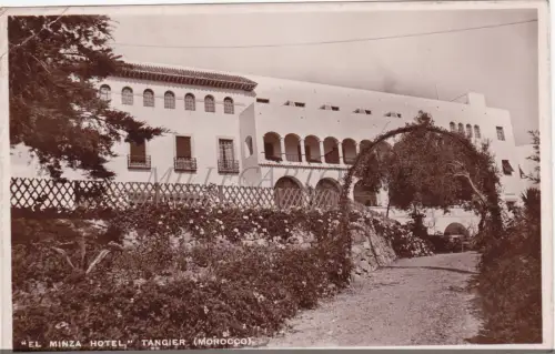 MAROKKO - Tanger, Hotel El Minza, Fotopostkarte 1938