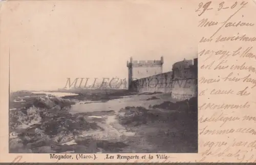MAROKKO - Mogador, Die Stadtmauer und die Stadt, Postkarte