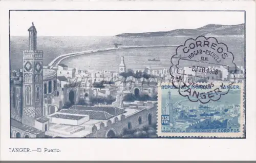 MAROKKO - Tanger, El Puerto, Hogar-Escuela de Huerfanos Mark, Postkarte 1938
