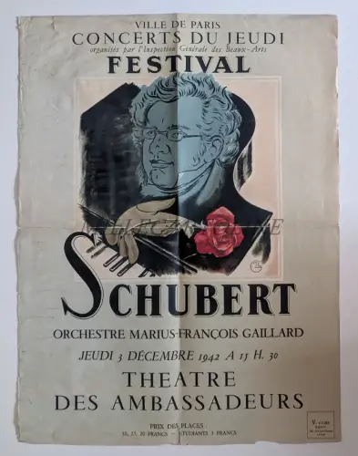 FESTIVAL SCHUBERT PARIS - Orchestre Marius-Francois Gaillard 3 12 1942 WWII